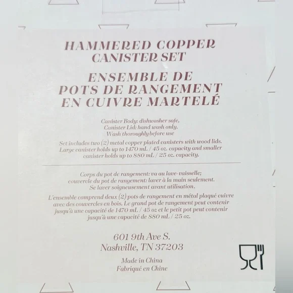 Uncommon James Hammered Copper Canister Set w Wooden Lids - Picture 4 of 4